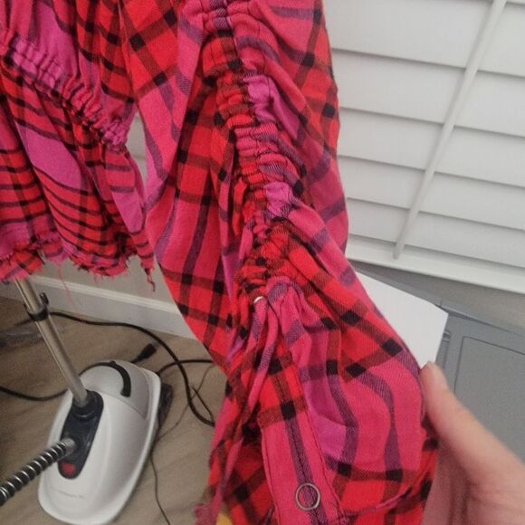 Free People Pacific Dawn Plaid Top. Size S. NWT. - Picture 6 of 10